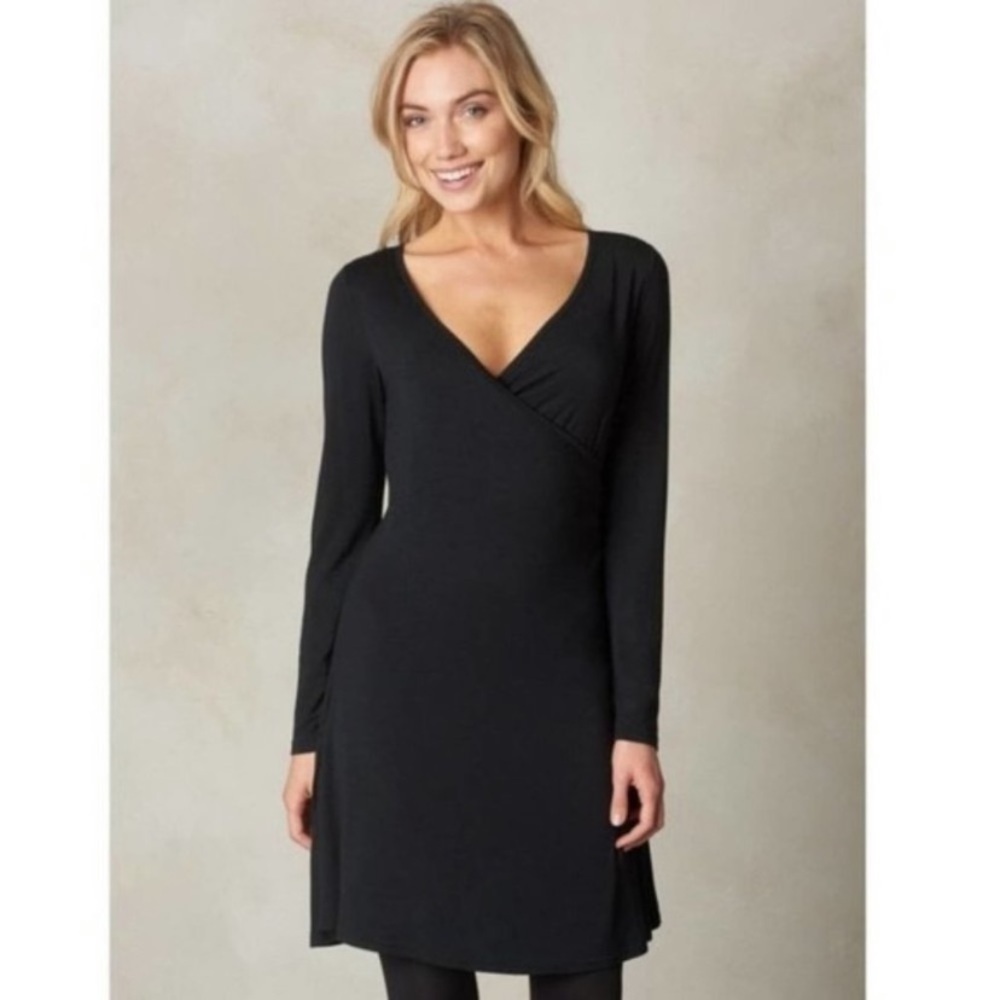 Prana Black Faux Wrap Dress EUC